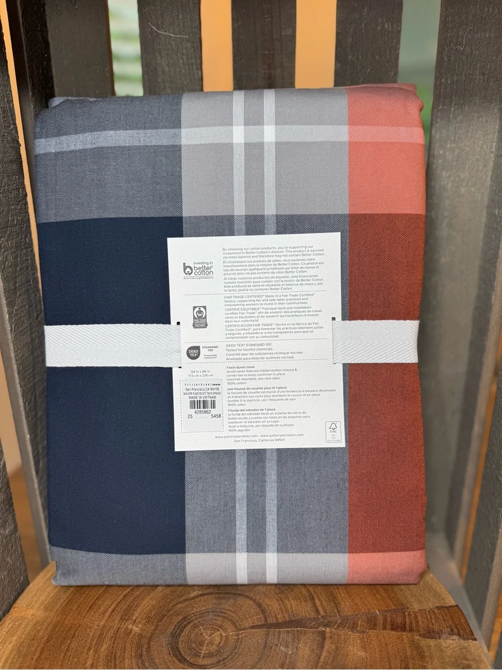 Pottery Barn Teen Walker Plaid Duvet Cover & Matching Pillow Sham, Twin Sz, NWT